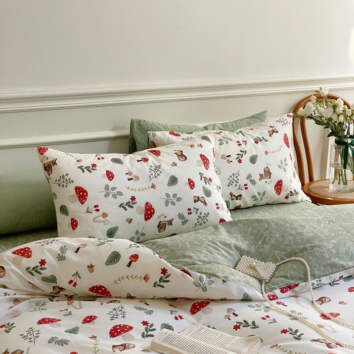 91家纺网 家纺一手货源 找家纺 昔可家纺 2022新款仙女风全棉爱丽丝系列印花四件套 小鹿遇险记