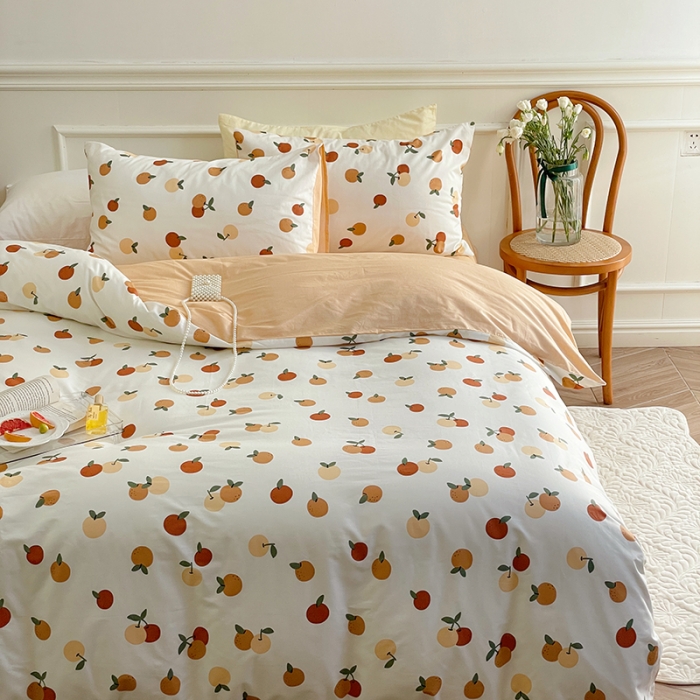 91家纺网 家纺一手货源 找家纺 昔可家纺 2022新款仙女风全棉爱丽丝系列印花四件套 小蜜橘