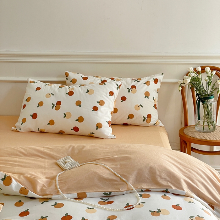 91家纺网 家纺一手货源 找家纺 昔可家纺 2022新款仙女风全棉爱丽丝系列印花四件套 小蜜橘