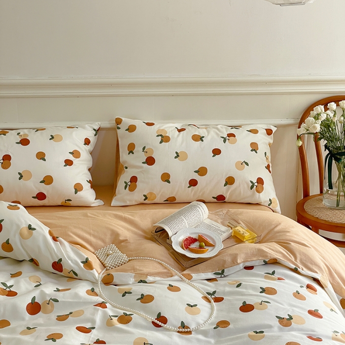 91家纺网 家纺一手货源 找家纺 昔可家纺 2022新款仙女风全棉爱丽丝系列印花四件套 小蜜橘