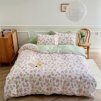 昔可家纺 2022新款仙女风全棉爱丽丝系列印花四件套 熊熊花园