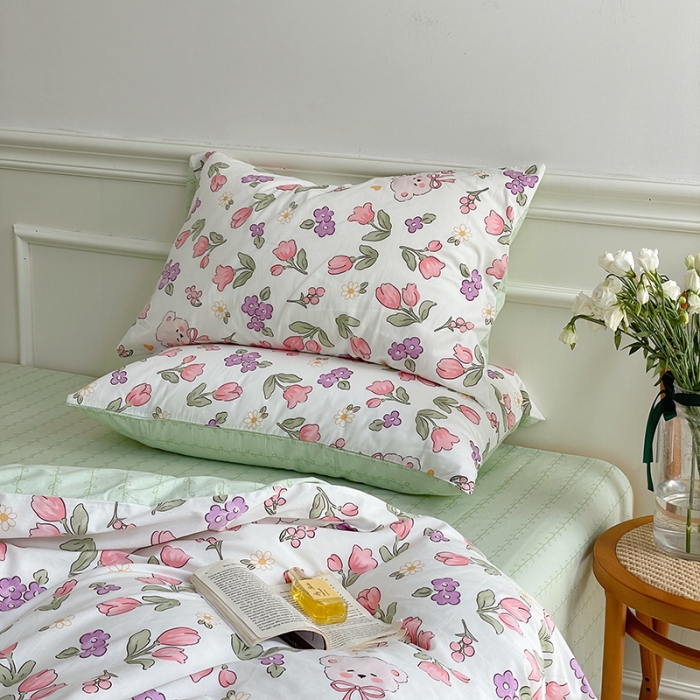 91家纺网 家纺一手货源 找家纺 昔可家纺 2022新款仙女风全棉爱丽丝系列印花四件套 熊熊花园