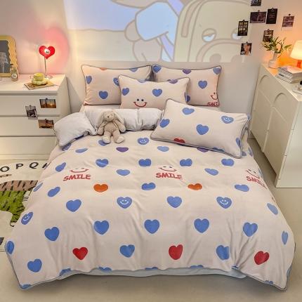 91家纺网 家纺一手货源 找家纺 塔塔2025新款直播爆款高克重圆网包边牛奶绒四件套微笑百事达