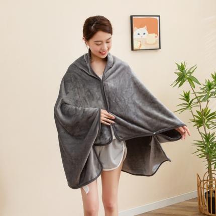 91家纺网 家纺一手货源 找家纺 卡琪曼 2022新款纯色双层牛奶绒复合披肩毯 灰色