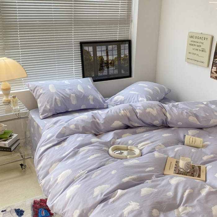 91家纺网 家纺一手货源 找家纺 昔可家纺 2022新款全棉ins云朵系列四件套 蓝云朵-全云朵