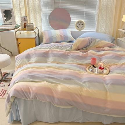 昔可家纺 2022新款全棉ins云朵系列四件套 晕染彩虹