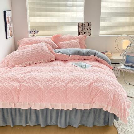 91家纺网 家纺一手货源 找家纺 （总）蝶帕 2024新韩版花边塔芙绒四件套牛奶绒三件套