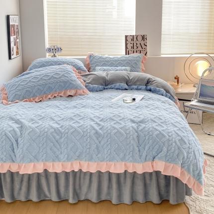 91家纺网 家纺一手货源 找家纺 （总）蝶帕 2024新韩版花边塔芙绒四件套牛奶绒三件套