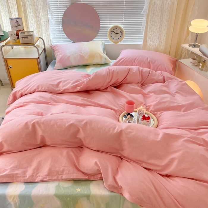 91家纺网 家纺一手货源 找家纺 昔可家纺 2022新款全棉ins云朵系列四件套 晕染天空-被套粉