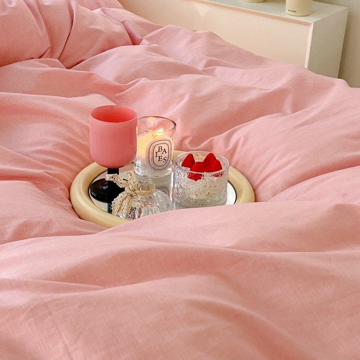 91家纺网 家纺一手货源 找家纺 昔可家纺 2022新款全棉ins云朵系列四件套 晕染天空-被套粉