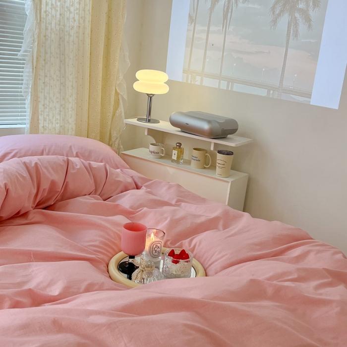 91家纺网 家纺一手货源 找家纺 昔可家纺 2022新款全棉ins云朵系列四件套 晕染天空-被套粉