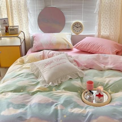 昔可家纺 2022新款全棉ins云朵系列四件套 晕染天空-被套天空