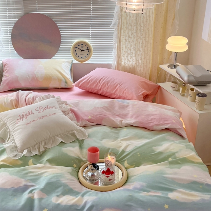 91家纺网 家纺一手货源 找家纺 昔可家纺 2022新款全棉ins云朵系列四件套 晕染天空-被套天空