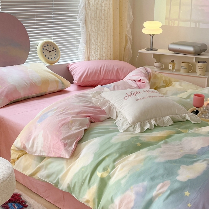 91家纺网 家纺一手货源 找家纺 昔可家纺 2022新款全棉ins云朵系列四件套 晕染天空-被套天空