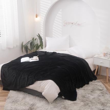 卡琪曼 2023新款纯色加厚牛奶绒法兰绒毛毯子办公室午睡盖毯 黑色