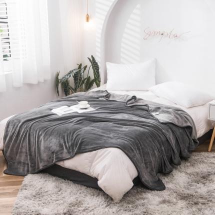 卡琪曼 2023新款纯色加厚牛奶绒法兰绒毛毯子办公室午睡盖毯 灰色