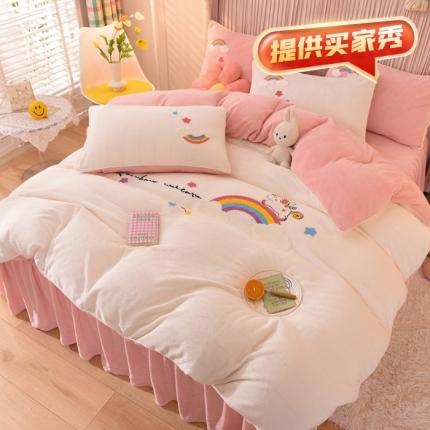 （总）包小包2023新款独角兽高克重法莱绒牛奶绒三拼四件套