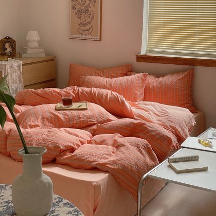 91家纺网 家纺一手货源 找家纺 （总）艾咪 爆款全棉水洗棉色织小提花四件套素瑾