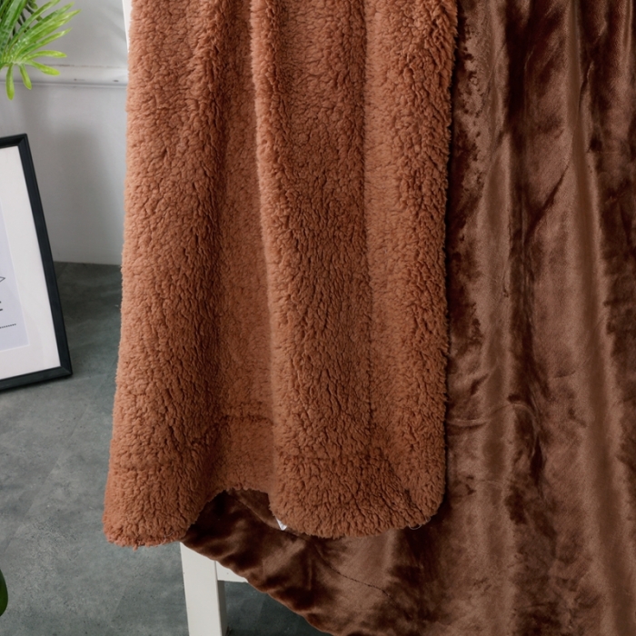 91家纺网 家纺一手货源 找家纺 卡琪曼 2022新双面法兰绒羊羔绒毛毯办公室午睡盖毯子 咖啡