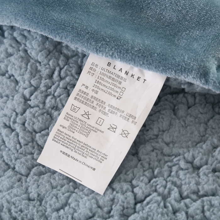 91家纺网 家纺一手货源 找家纺 卡琪曼 2022新双面法兰绒羊羔绒毛毯办公室午睡盖毯子 孔雀蓝