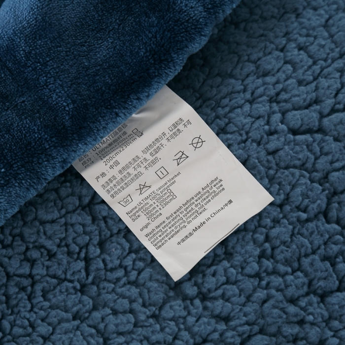 91家纺网 家纺一手货源 找家纺 卡琪曼 2022新双面法兰绒羊羔绒毛毯办公室午睡盖毯子 午夜蓝
