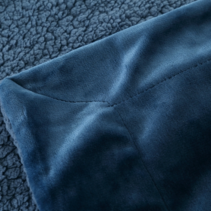 91家纺网 家纺一手货源 找家纺 卡琪曼 2022新双面法兰绒羊羔绒毛毯办公室午睡盖毯子 午夜蓝