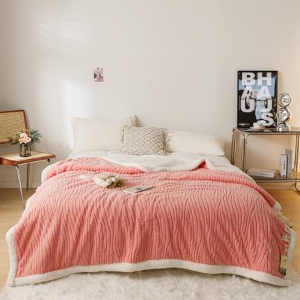 简爱-2025加厚舒棉绒羊羔绒盖毯毛毯 水漾纹-樱花粉