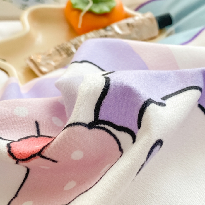 91家纺网 家纺一手货源 找家纺 上尚居 2024新款小清新韩版花边磨毛四件套水洗棉班尼兔