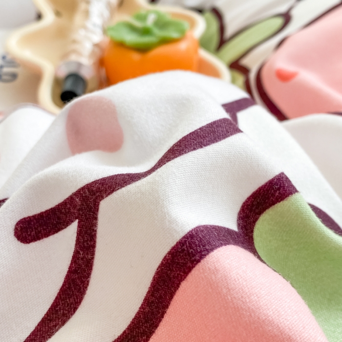 91家纺网 家纺一手货源 找家纺 上尚居 2024新款小清新韩版花边磨毛四件套水洗棉草莓兔