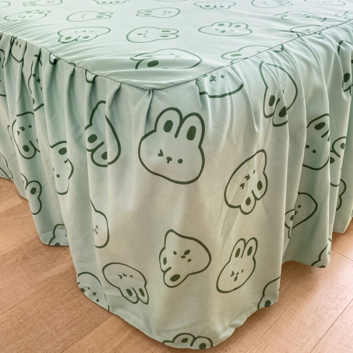 91家纺网 家纺一手货源 找家纺 上尚居 2024新款小清新韩版花边磨毛四件套水洗棉草莓兔