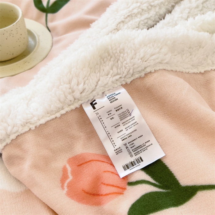 91家纺网 家纺一手货源 找家纺 兄弟坊 2022新款牛奶绒印花多功能毛毯被 郁金香