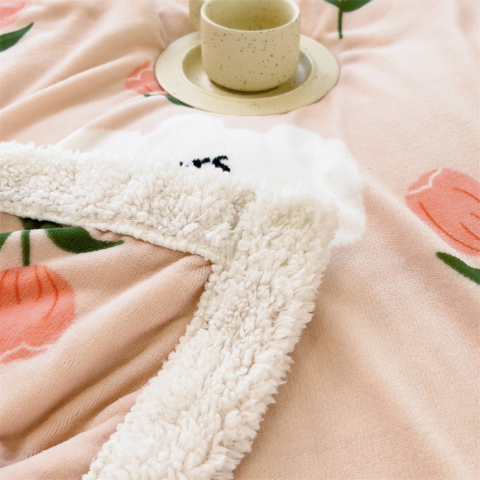 91家纺网 家纺一手货源 找家纺 兄弟坊 2022新款牛奶绒印花多功能毛毯被 郁金香