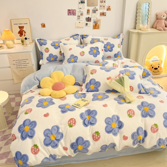 91家纺网 家纺一手货源 找家纺 总 川悦生活 2022直播供货高克重小清新牛奶绒四件套