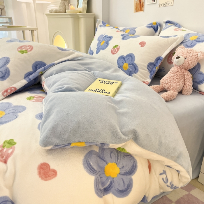 91家纺网 家纺一手货源 找家纺 总 川悦生活 2022直播供货高克重小清新牛奶绒四件套