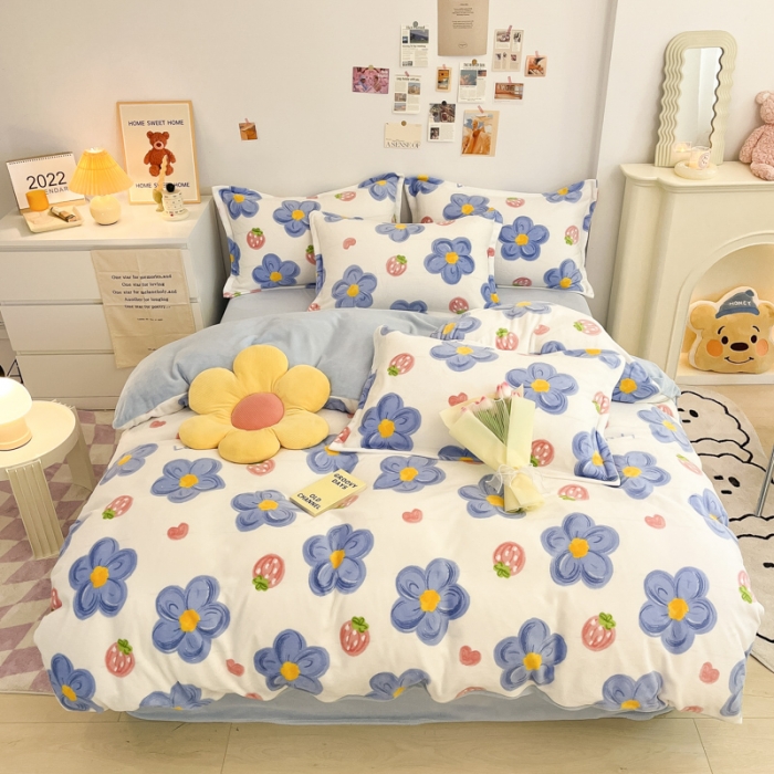 91家纺网 家纺一手货源 找家纺 总 川悦生活 2022直播供货高克重小清新牛奶绒四件套