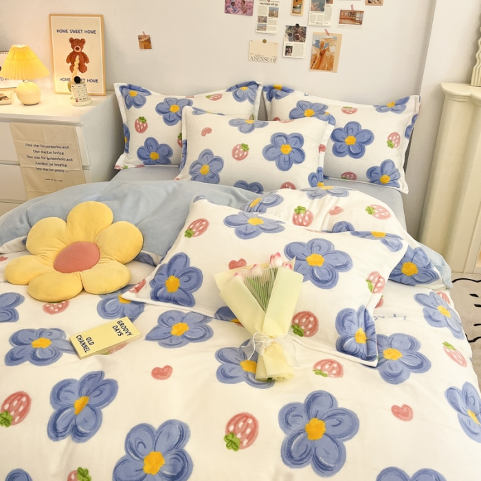 91家纺网 家纺一手货源 找家纺 总 川悦生活 2022直播供货高克重小清新牛奶绒四件套