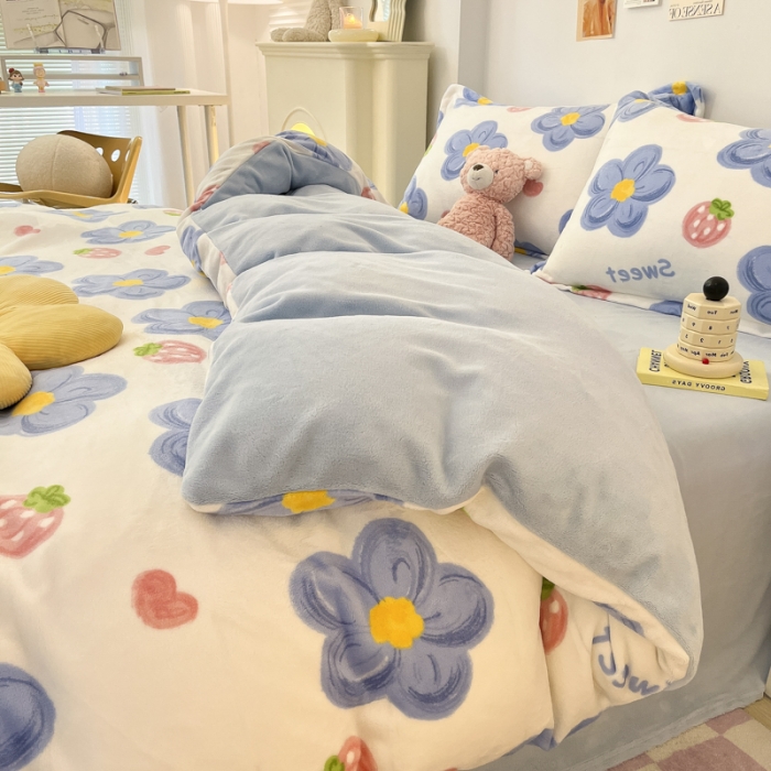 91家纺网 家纺一手货源 找家纺 总 川悦生活 2022直播供货高克重小清新牛奶绒四件套