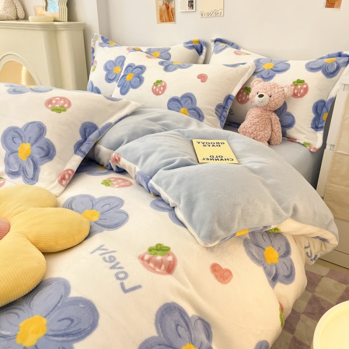 91家纺网 家纺一手货源 找家纺 总 川悦生活 2022直播供货高克重小清新牛奶绒四件套