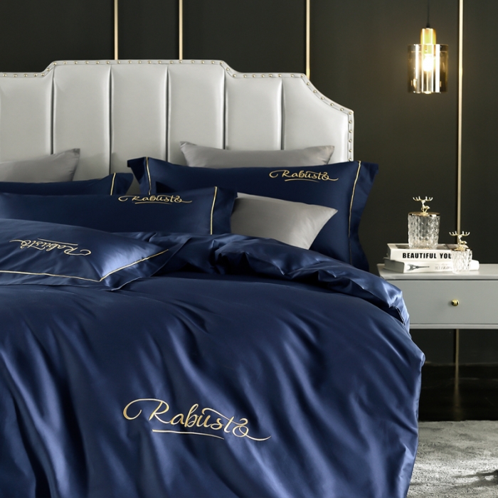 91家纺网 家纺一手货源 找家纺 80支埃及长绒棉时尚绣被套四件套全棉单件被罩