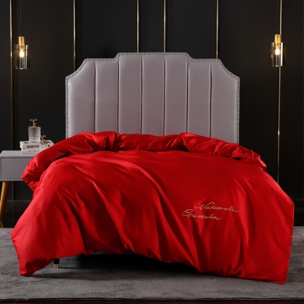 91家纺网 家纺一手货源 找家纺 80支埃及长绒棉时尚绣被套四件套全棉单件被罩