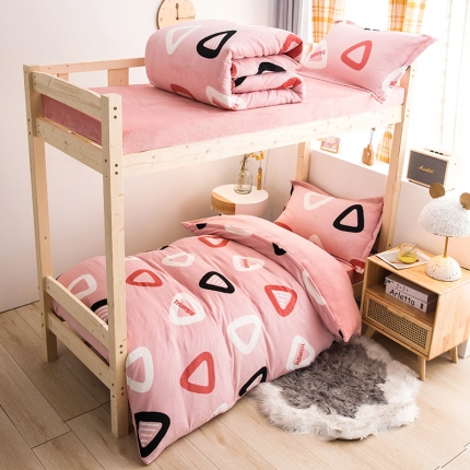 91家纺网 家纺一手货源 找家纺 （总）宅部落2022新款学生宿舍牛奶绒三件套单人法莱绒四件套