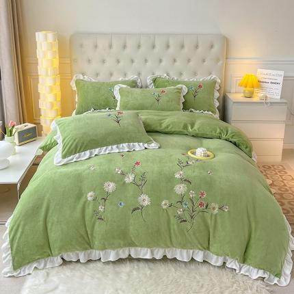 91家纺网 家纺一手货源 找家纺 （总）意尚风情 2022新款牛奶绒绣花四件套