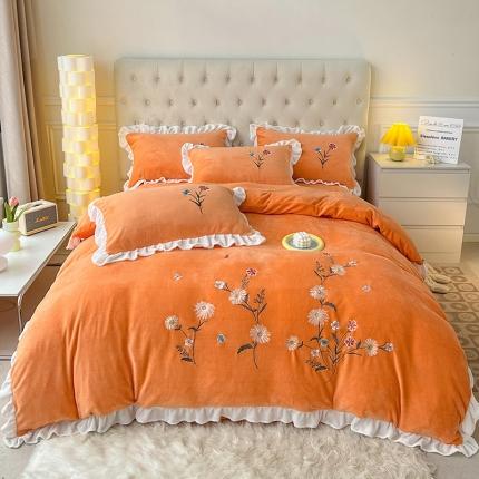 91家纺网 家纺一手货源 找家纺 （总）意尚风情 2022新款牛奶绒绣花四件套