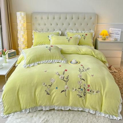 91家纺网 家纺一手货源 找家纺 （总）意尚风情 2022新款牛奶绒绣花四件套