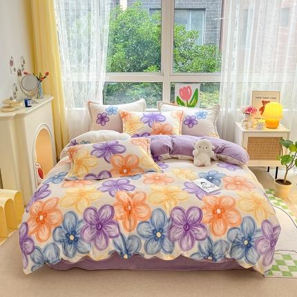 91家纺网 家纺一手货源 找家纺 （总）寐居  2022新款印花牛奶绒四件套高克重法莱水晶宝宝