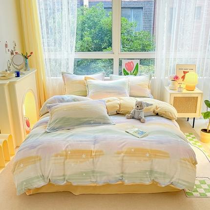 91家纺网 家纺一手货源 找家纺 （总）寐居  2022新款印花牛奶绒四件套高克重法莱水晶宝宝