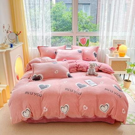 91家纺网 家纺一手货源 找家纺 （总）寐居  2022新款印花牛奶绒四件套高克重法莱水晶宝宝