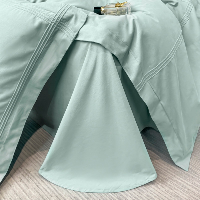 91家纺网 家纺一手货源 找家纺 安妮 2022新款轻奢赫本加厚全棉磨毛四件套 赫本迷雾蓝