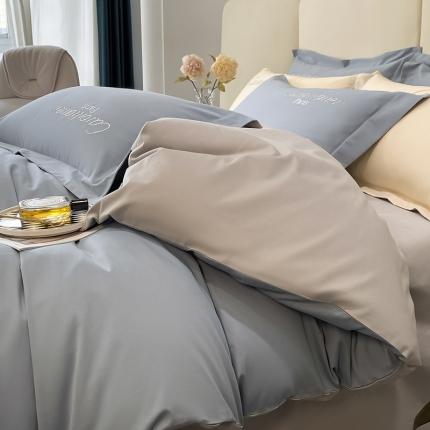 91家纺网 家纺一手货源 找家纺 （总）6182023新款100支长绒棉全棉纯棉火山磨毛四件套