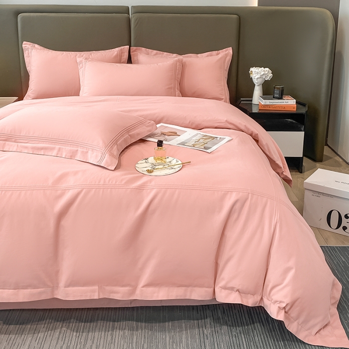 91家纺网 家纺一手货源 找家纺 安妮 2022新款轻奢赫本加厚全棉磨毛四件套 赫本柔蜜粉